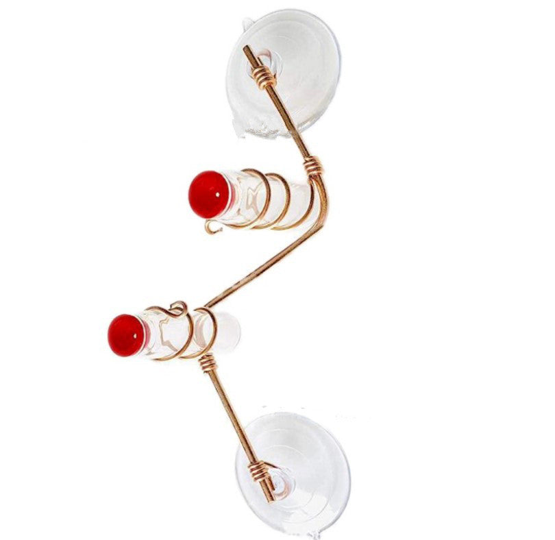 HKM-215763 Handmade Suction Cup Hummingbird Feeder with Copper Wire and Clear PET Bottle for Easy Refilling and Cleaning