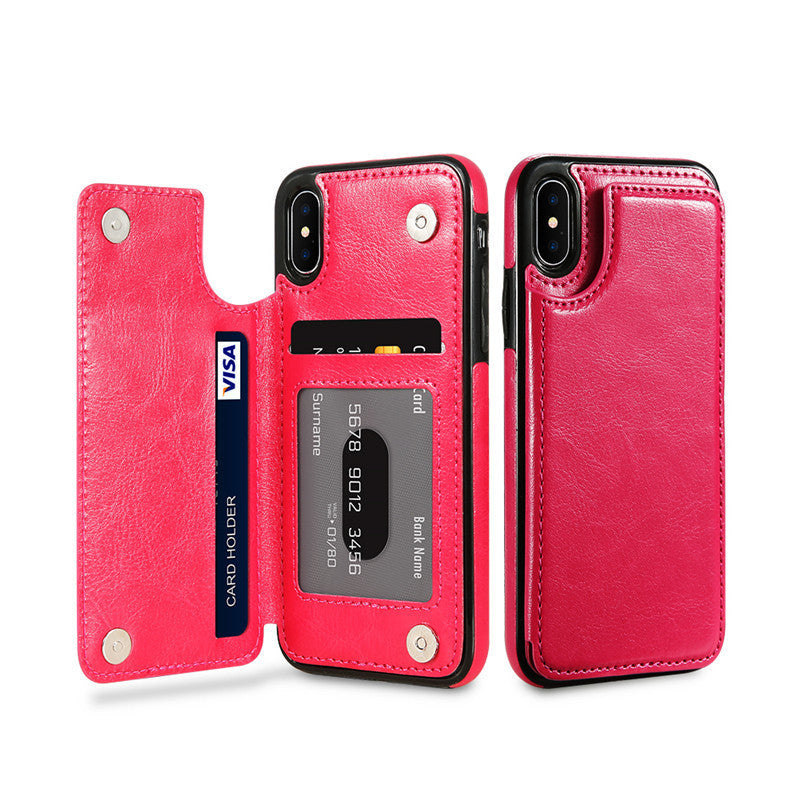 HKM-215763 Sleek PU Mobile Phone Case with Card Slots for iPhone 15 Series