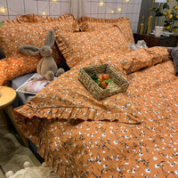 HKM-215827 Elegant Four-Piece Cotton Bedding Set in Summer Princess Style with Floral Patterns for 1.2m to 2.0m Beds