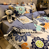 HKM-215827 Elegant Four-Piece Cotton Bedding Set in Summer Princess Style with Floral Patterns for 1.2m to 2.0m Beds