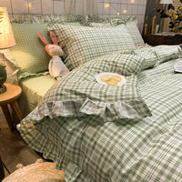 HKM-215827 Elegant Four-Piece Cotton Bedding Set in Summer Princess Style with Floral Patterns for 1.2m to 2.0m Beds