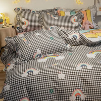 HKM-215827 Elegant Four-Piece Cotton Bedding Set in Summer Princess Style with Floral Patterns for 1.2m to 2.0m Beds