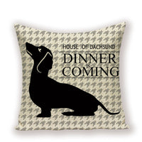 HKM-215891 Dachshund Pattern Linen Cushion Cover – 45x45cm, Soft PP Cotton Filling
