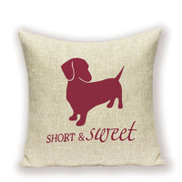 HKM-215891 Dachshund Pattern Linen Cushion Cover – 45x45cm, Soft PP Cotton Filling