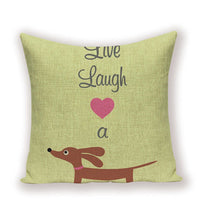 HKM-215891 Dachshund Pattern Linen Cushion Cover – 45x45cm, Soft PP Cotton Filling