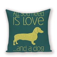 HKM-215891 Dachshund Pattern Linen Cushion Cover – 45x45cm, Soft PP Cotton Filling
