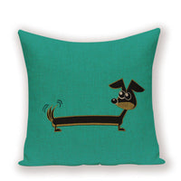 HKM-215891 Dachshund Pattern Linen Cushion Cover – 45x45cm, Soft PP Cotton Filling