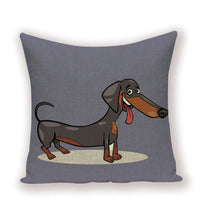 HKM-215891 Dachshund Pattern Linen Cushion Cover – 45x45cm, Soft PP Cotton Filling