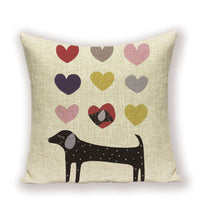 HKM-215891 Dachshund Pattern Linen Cushion Cover – 45x45cm, Soft PP Cotton Filling