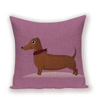 HKM-215891 Dachshund Pattern Linen Cushion Cover – 45x45cm, Soft PP Cotton Filling
