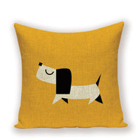 HKM-215891 Dachshund Pattern Linen Cushion Cover – 45x45cm, Soft PP Cotton Filling