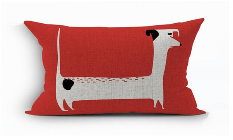 HKM-215891 Dachshund Pattern Linen Cushion Cover – 45x45cm, Soft PP Cotton Filling