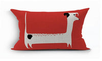 HKM-215891 Dachshund Pattern Linen Cushion Cover – 45x45cm, Soft PP Cotton Filling