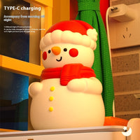 HKM-215955 Snowman Silicone Night Light with Built-in Battery for Christmas Bedroom Decor