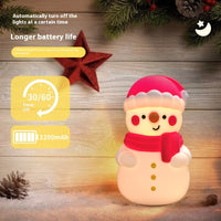 HKM-215955 Snowman Silicone Night Light with Built-in Battery for Christmas Bedroom Decor