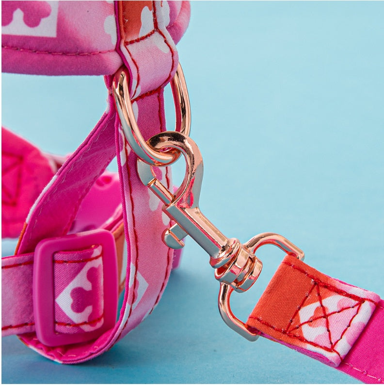 HKM-216019 Dog Traction Rope with Adjustable Pet Harness for Medium Dogs - Available in Red, Blue, Pink