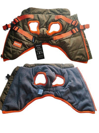 HKM-216147 Warm Olive Green Cotton-Padded Dog Vest - Waterproof Ski Suit for Small to Medium Dogs