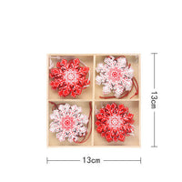 HKM-216275 Wooden Christmas Pendant Decorations - Set of 5 Rustic Holiday Ornaments in Red and White - European Style Decor