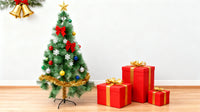 HKM-216467 Slim Green Pine Needle Artificial Christmas Tree - 180cm and 210cm Options, Easy Storage and Customizable Decor