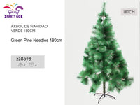 HKM-216467 Slim Green Pine Needle Artificial Christmas Tree - 180cm and 210cm Options, Easy Storage and Customizable Decor