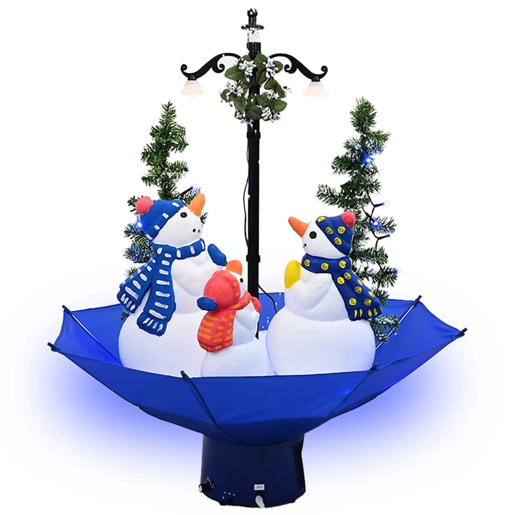HKM-216787 Snow-Covered Christmas Tree with Umbrella Base, 75 cm Tall, Includes Lights and Ornaments