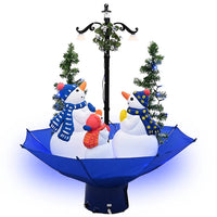 HKM-216787 Snow-Covered Christmas Tree with Umbrella Base, 75 cm Tall, Includes Lights and Ornaments