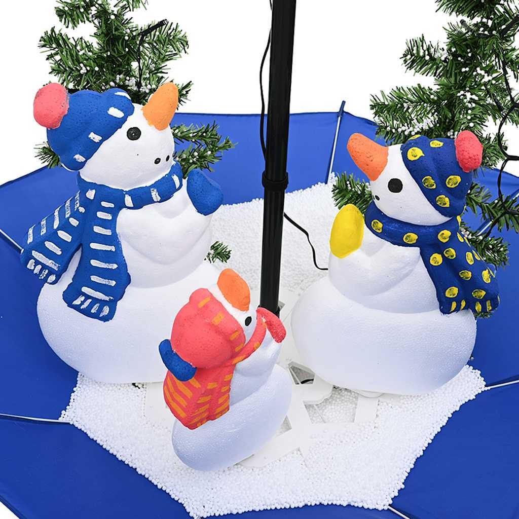 HKM-216787 Snow-Covered Christmas Tree with Umbrella Base, 75 cm Tall, Includes Lights and Ornaments