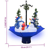 HKM-216787 Snow-Covered Christmas Tree with Umbrella Base, 75 cm Tall, Includes Lights and Ornaments