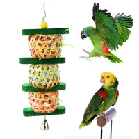 HKM-216915 Rattan Woven Wooden Bird Toy for Parrots - Gnawing Skewers Cage Accessory
