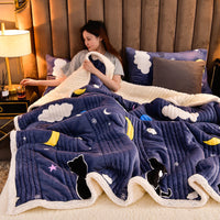 HKM-216979 Cashmere Three-Layer Blanket - Warm and Cozy for All Seasons