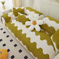 HKM-216979 Plush Non-Slip Milk Fiber Sofa Cushion Cover in Various Patterns and Sizes