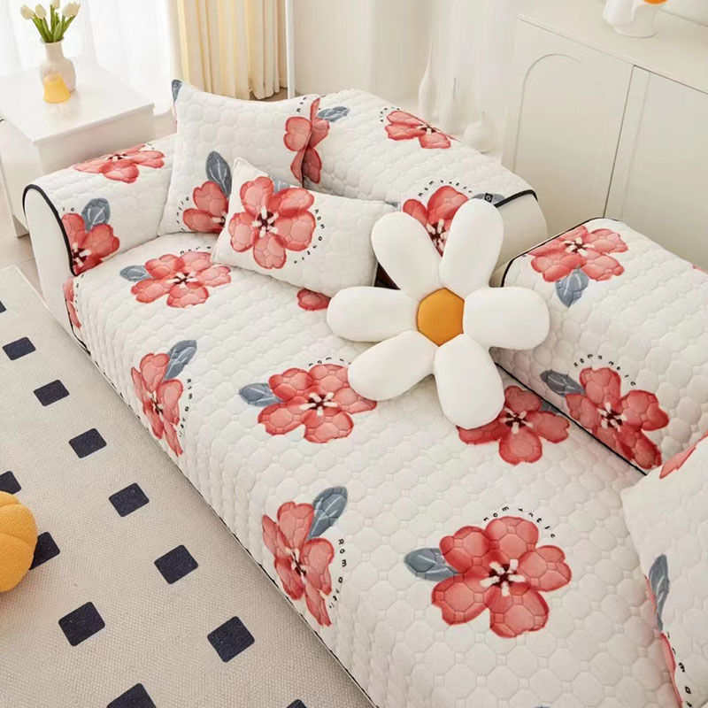 HKM-216979 Plush Non-Slip Milk Fiber Sofa Cushion Cover in Various Patterns and Sizes
