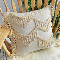 HKM-217043 Tufted and Looped Cotton Pillowcases – Fringed Long Waist Cushion Covers in Multiple Sizes