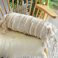 HKM-217043 Tufted and Looped Cotton Pillowcases – Fringed Long Waist Cushion Covers in Multiple Sizes