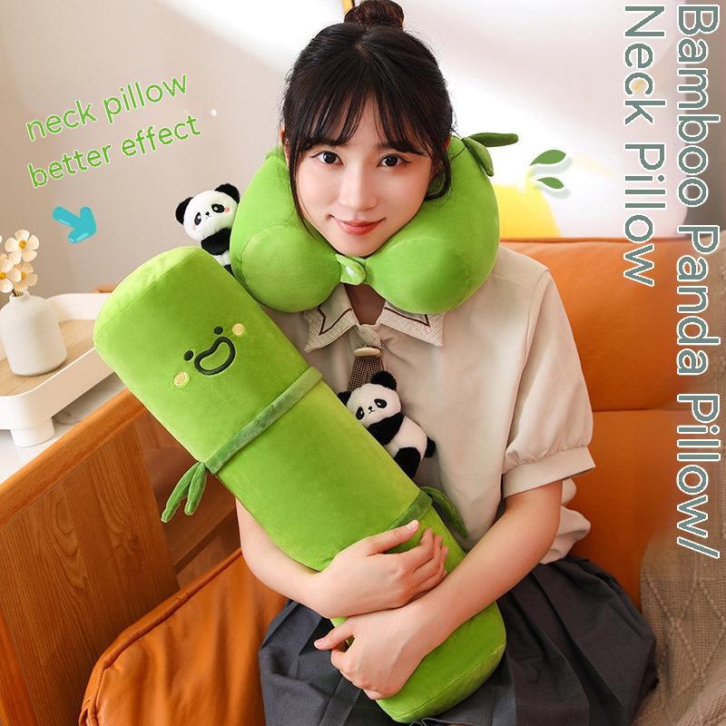 HKM-217107 Panda-Themed Long Cylinder Pillow for Side Sleeping and Leg Support