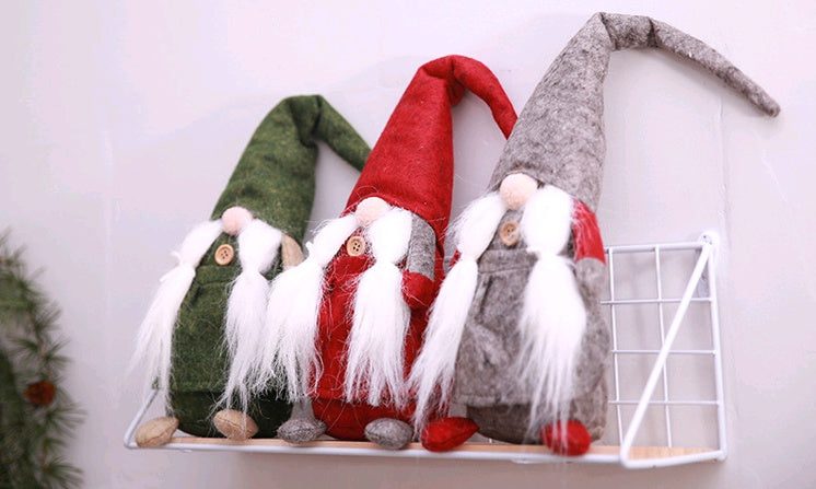 HKM-217427 European Style Christmas Figurine - Old Man with Soft Beard, Self-Standing Cloth Decoration