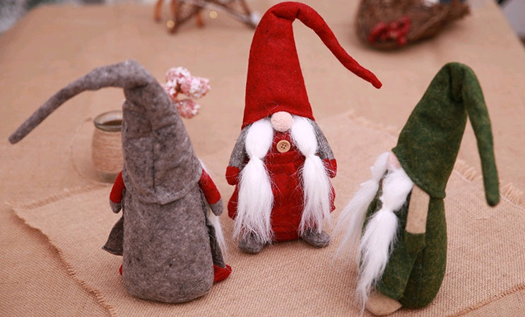 HKM-217427 European Style Christmas Figurine - Old Man with Soft Beard, Self-Standing Cloth Decoration