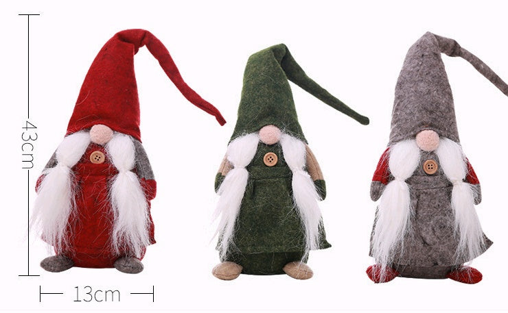 HKM-217427 European Style Christmas Figurine - Old Man with Soft Beard, Self-Standing Cloth Decoration