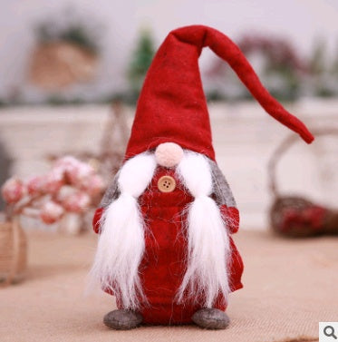 HKM-217427 European Style Christmas Figurine - Old Man with Soft Beard, Self-Standing Cloth Decoration