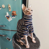 HKM-217427 Retro Couple Pet Clothing Set in Wine Red and Dark Blue – Comfortable Cotton Outfit for Hairless Cats
