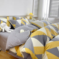 HKM-217619 Cotton Quilt Cover Set with Plant and Flower Pattern - Small Size (Duvet Cover, Bedsheet, Pillowcase)