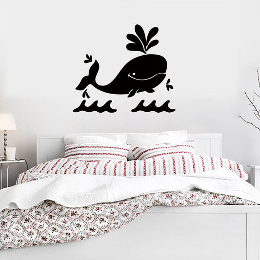 HKM-217747 Whale Themed PVC Mirror Wall Stickers for Unique Home Decor - 43 x 50 cm