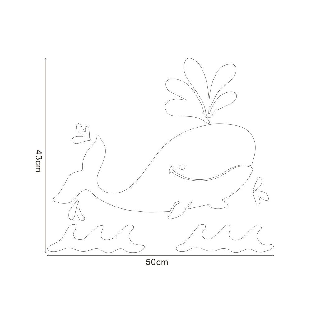 HKM-217747 Whale Themed PVC Mirror Wall Stickers for Unique Home Decor - 43 x 50 cm