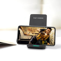 HKM-218003 10W Fast Wireless Charging Stand - Black, Compatible with Qi-Enabled Devices