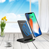 HKM-218003 10W Fast Wireless Charging Stand - Black, Compatible with Qi-Enabled Devices