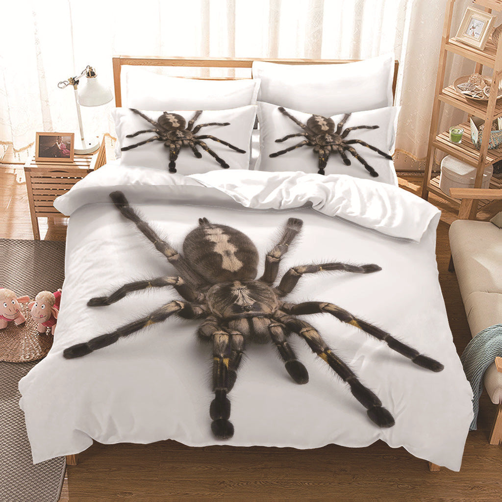 HKM-218131 Little Spider Floral Duvet Cover Set, Digital Print Polyester Fiber Bedding, Multiple Sizes Available