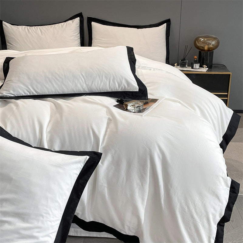 HKM-218131 Modern Solid Color Pure Cotton Four-Piece Fitted Bed Sheet Set