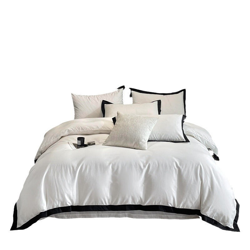 HKM-218131 Modern Solid Color Pure Cotton Four-Piece Fitted Bed Sheet Set