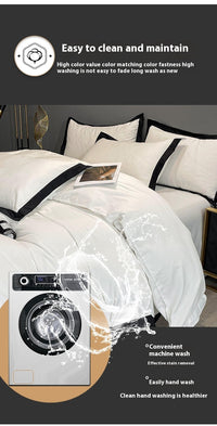 HKM-218131 Modern Solid Color Pure Cotton Four-Piece Fitted Bed Sheet Set
