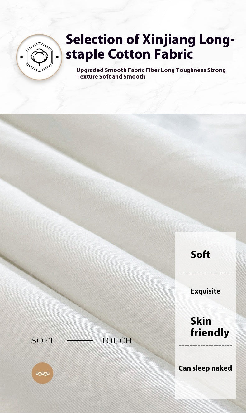 HKM-218131 Modern Solid Color Pure Cotton Four-Piece Fitted Bed Sheet Set